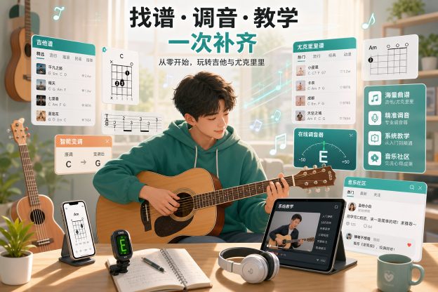 零基础学吉他总卡壳?这9个网站把谱子、调音和教学一次补齐