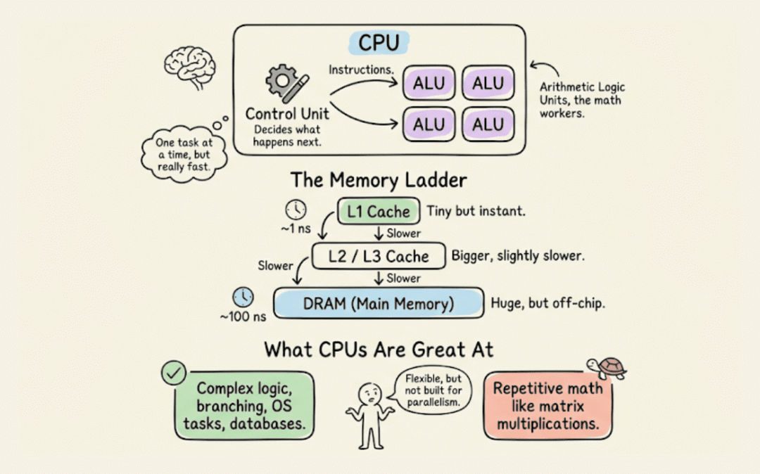AI 算力芯片技术指南:CPU vs GPU vs TPU vs NPU vs LPU