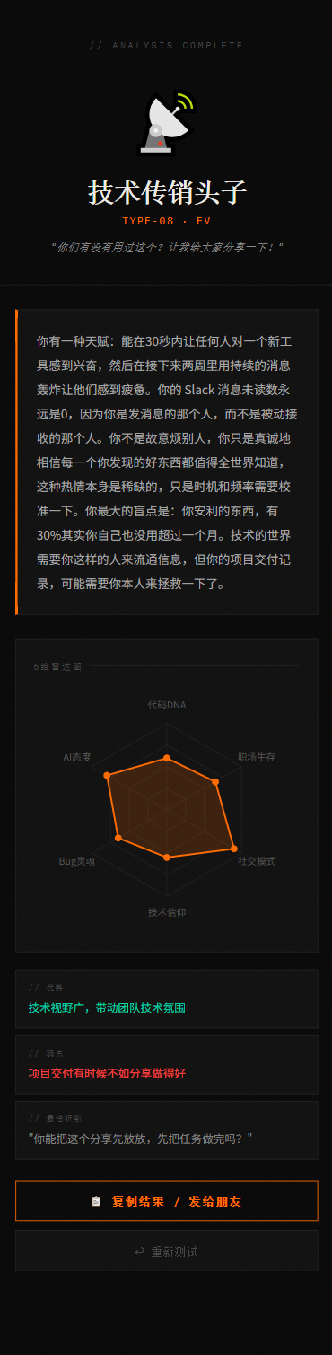 程序员也有自己的MBTI了!我用AI一小时撸了个“PBTI”测试网站,快来看看你是哪种程序员