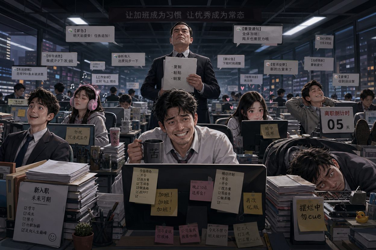 如果一个人上班感到开心,基本只有这5种情况…1.刚入职。2.将离职。3.疯了。4.有内耳。5.看上同事了